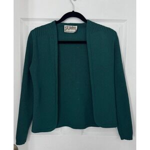 ST.John Cardigan Women's Green Long Sleeve Vintage Cozy Open Front Sweater